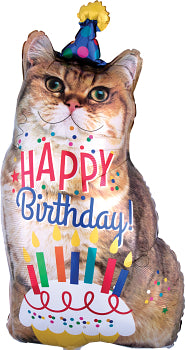 SuperShape Happy Birthday Cat Large Foil Balloon