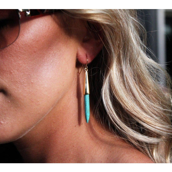 Turquoise and Gold Capped Earrings