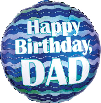 Watercolour Waves Happy Birthday Dad Foil Balloon
