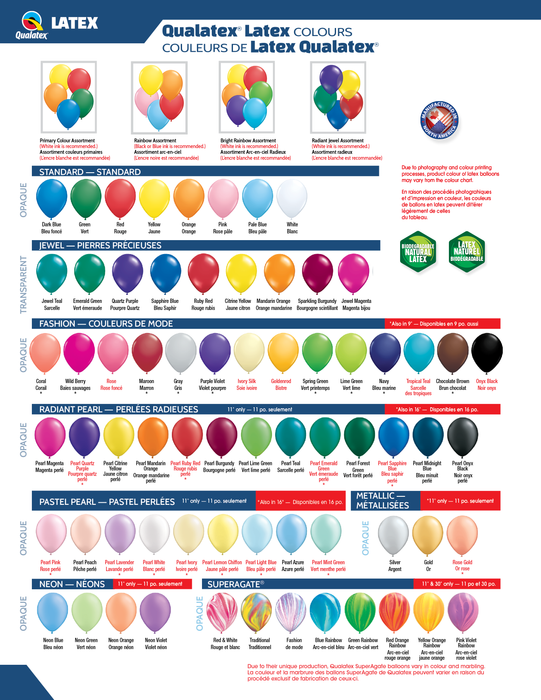 Qualatex Colour Chart for Latex Balloons